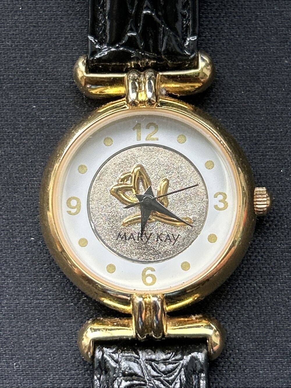 Mary Kay Gold Tone Black Band Women’s Quartz Watch